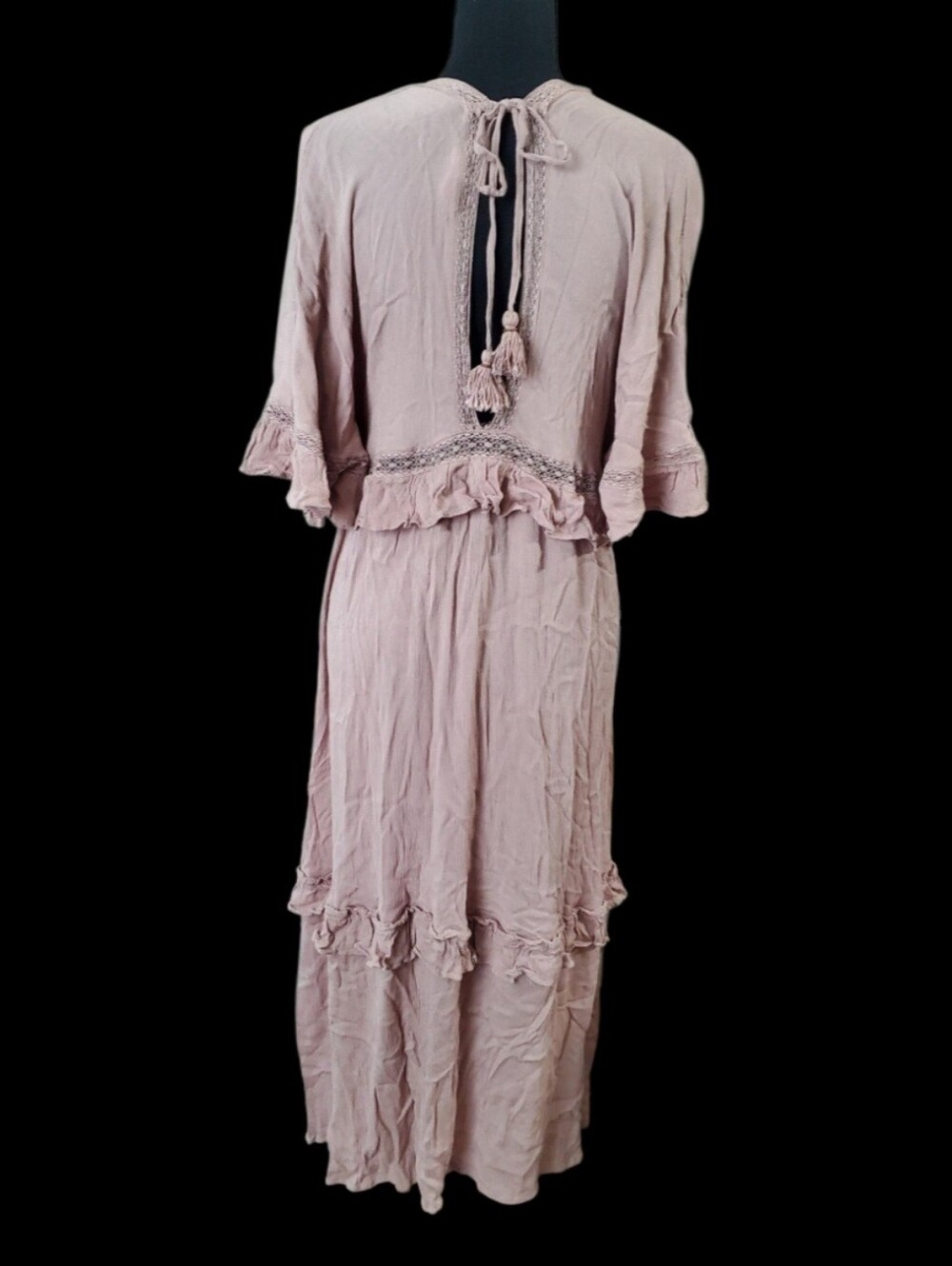 ESTELLE Boho Ruffle Dress-Sand - Picture 7 of 11